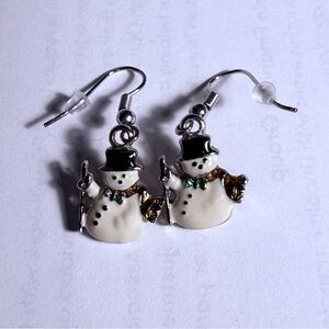 Festive Snowman Earrings in Gold and Silver